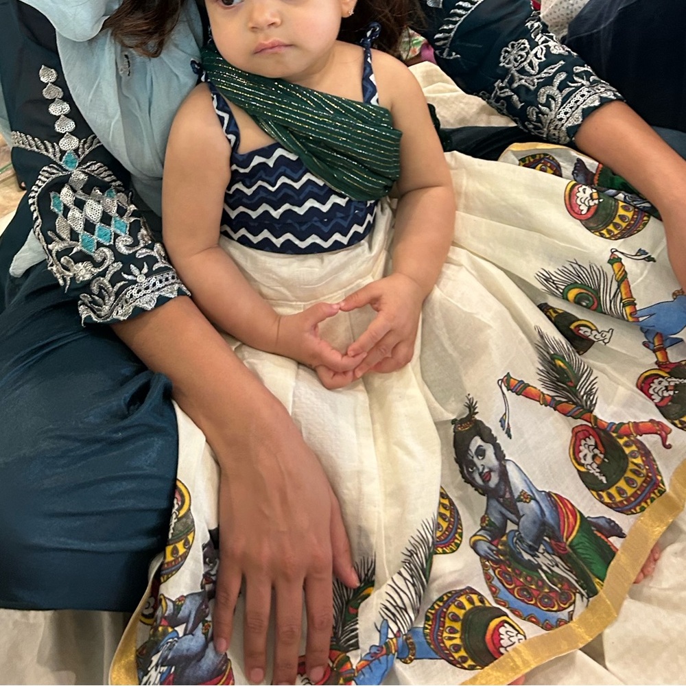 Cotton Hare Krishna Lehenga Baby Skirt